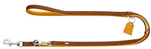 HUNTER LUCCA Verstellbare Hundeführleine, Leder, weich, robust, modern, 1,5 x 200 cm, braun/senf