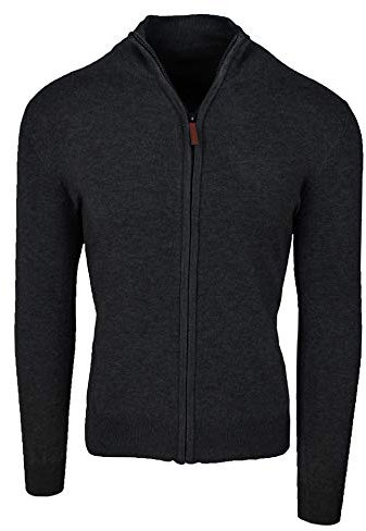 Evoga Cardigan Maglione Uomo Class Invernale con Zip (XL, Nero)