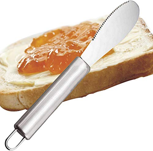 Dyda6 Stainless Steel Butter Spreader Knife, Serrated Cutting Edge Butter Knife, Multi-Function Sandwich Knife Kitchen Utensil for Spreading Butter, Cream, Cheese(Silver)