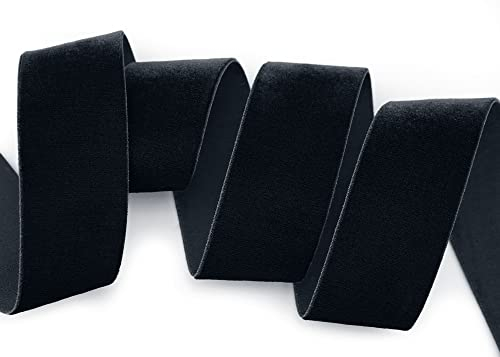 Elastisches Samtband Schwarz (725) 1 m x 36 mm METERWARE Stretch Velour extrem dehnbar einseitig Samt 20% Elasthan zum nähen