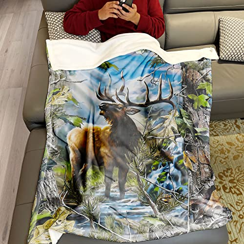 Violetpos Dick Decke Weich Wärme Gemütlich Flanell Fleece Sofadecke Tarnung Baum AST Hirsch Elch 150 x 200 cm