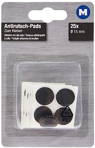 Metafranc Anti-Rutsch-Pads Ø 15 mm - selbstklebend - schwarz - 25 Stück - Stoßdämpfend - Rutschhemmend für Möbel & Gegenstände / EVA-Pads im Set / Gummi-Pads / Anti-Rutsch-Puffer / 646076