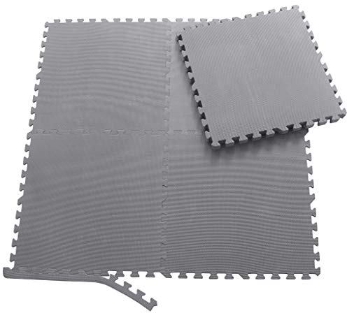 Sporttrend 24® 24 Schutzmatten + 48 Randstücke Set Farbwahl 60x60x1cm | 8,64qm | Bodenschutzmatte Sportmatte Gymnastikmatte Puzzlematte Fitnessmatte Unterlegmatte Trainingsmatte Yogamatte grau