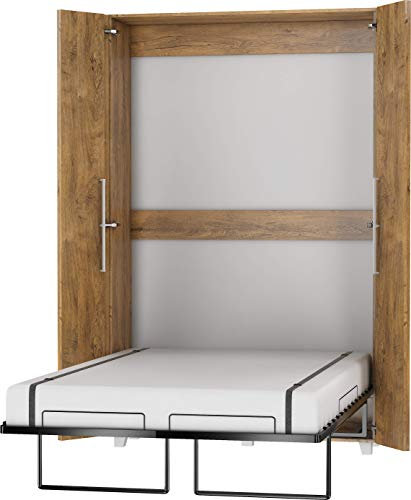 FurnitureByJDM Schrankbett Vertikal, Wandklappbett, Bettschrank, Wandbett, Schrank mit integriertem Klappbett, Funktionsbett - Teddy - (Eiche Burgunderrot, 120 x 200 cm)