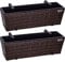 STILISTA® 2er Polyrattan Blumenkasten Set 60 x 16 x 19 cm inkl. Verstellbarer Aufhängung und herausnehmbarem Kunststoffeinsatz, in 4 unterschiedlichen Farben, braun