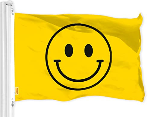 G128 LiteWeave Pro Series Flagge mit Smiley-Gesicht, bedruckt, 150D-Polyester, für drinnen und draußen, lebendige Farben, Messingösen, dicker und langlebiger als 100D 75D Polyester