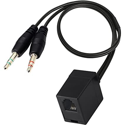 QIANRENON RJ9 4P4C to 3.5mm Telephone Adapter Cable RJ9 Female to 3.5mm Dual Male Stereo Plug Adapter for PC&Telephone Headset Conversion