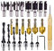 23pcs Drill Bit Set, 6 Countersink Drill Bits, 7 Three Pointed Countersink Drill Bits with L-Wrench, 8 Wood Plug Cutter Drill Bits, for Wood DIY Door Window Cabinet