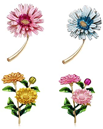 4 Stück Kristall Brosche, Emaille Poinsettia Brosche, Brautstrauß Brosche, Elegant und Leicht, Geeignet für Kleidungsdekoration, Geburtstagsgeschenke für Männer und Frauen