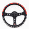 Rote Stickerei Vertex Echtes Leder Drift Sport Lenkräder Sportlenkrad (Color : Red)