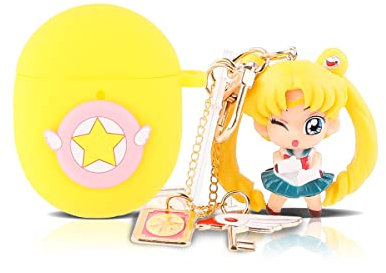 Case for Google Pixel Buds Pro Earbuds, XMBYGY Silicone Pixel Buds Pro Charging Case Protective Cover with Doll and Keychain - Cute Skin Designed