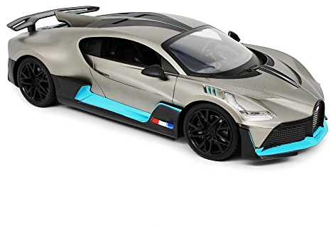 CMJ RC Autos 1:12 RC Bugatti Divo Titan Silber - 1:12 Maßstab Modell Lambo mit 7,4V 900mAh Batterie, 12 Km/h Geschwindigkeit, LED Lichtern und 2,4Ghz Fernbedienung