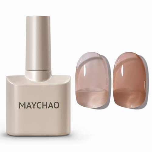 MAYCHAO Jelly Gel Nail Polish -15ML Nude Pink Jelly Gel Polish Soak Off UV LED Sheer Pink Nail Polish for DIY Manicure Home Salon Nail Art