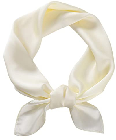 FAIRYGATE Satin Bandana Women Scarf Neck Head Hair Square Scarves Neckerchief Headwear Fashion Paisley Bandanas Milky white