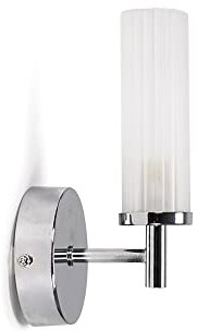 MiniSun | Modern Polished Silver Chrome and Reeded Glass Shade Wall Light Fitting | Bath Wall Lights, Home Décor & Improvement Essential | Includes 3W LED Bulb