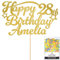 Personalised Happy Birthday Glitter Cake Topper with Stars - Gold Any Name & Any Age Glitter Cake Decoration and Sprinkles - Happy Birthday Decorations - Personalised Toppers for Cakes by Cakeshop