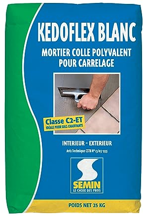 Mortier Colle Polyvalent pour Carrelage Kedoflex Blanc Semin, Intérieur/Extérieur, sac de 25 kg