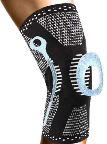 NEO X-PRO Rodillera con Anillo de Silicona y Estabilizadores Laterales – Soporte Avanzado y Sujeción Estable – Uso Diario, Trabajo, Caminatas, Postura – 4 Tallas S a XL – Knee Support (XL, Negra)