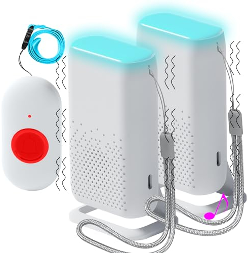 ALEENFOON Haus Wireless Mobiler Alarm Notruf Knopf Vibrations Hausnotruf Panikalarm Funkalarm für Senioren-Betreuer für ältere Kinder (1 zu 2)