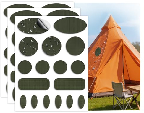 51 Stück Daunenjacken-Flicken Nylon-Reparaturband, Zelt-Reparatursets, selbstklebende Reparaturflicken für Jacken, Zelte, Oberbekleidung, zum Ausbessern von Löchern in Kleidung, Armeegrün
