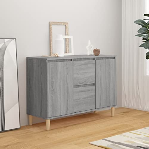 CKioict Vitrinenschrank Mehrzweckschrank Sideboard Wohnzimmer Sideboard Grau Sonoma-Eiche 103,5x35x70 cm Holzwerkstofffür Küche, Wohnzimmer, Esszimmer