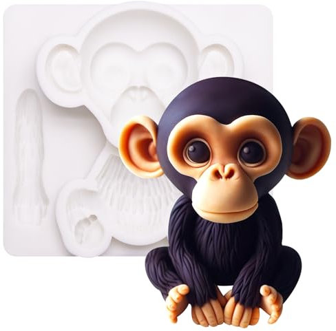 Fondant Form Silikon Schimpansen Safari Tier Kuchenaufsatz Tortendeko 9cm hoch
