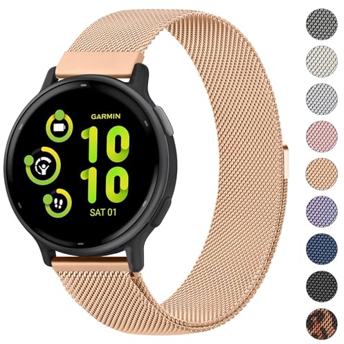 Oumida Armband für Garmin Vivoactive 3/ Vivoactive 5, 20mm Quick Ersatz Armbänder, Metall Magnet Uhrenarmband für Garmin Vivomove 3/ HR/Style/Luxe, Forerunner 55/245/ 645, Approach S40/ S42/ S12