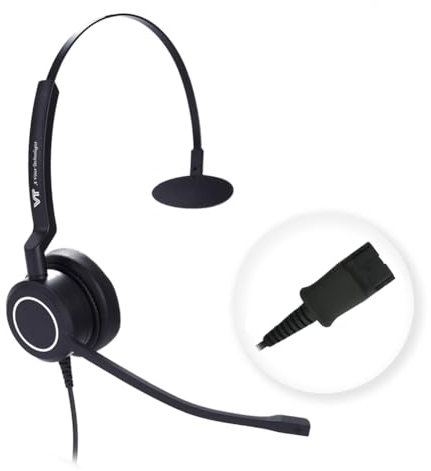 Mono Plantronic-QD Headset with Microphone - for Cables with Quick Disconnect Connector for Call Center Office (VTX100QD)