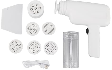 Fabater Electric Pasta Maker, Handheld Noodle Maker Machine with 6 Molds, Cordless Pasta Machine, Automatic Household Spaghetti Making Machine, Easy to