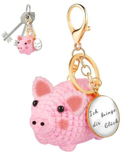 Pocket Hug Glücksschweinchen, Strickwolle Minischwein Puppe, Positive | Positive Geschenke Glücksschweinchen, Pocket Hug Schwein Schlüsselanhänger, Gute Besserung Geschenk, Glücksbringer Prüfung