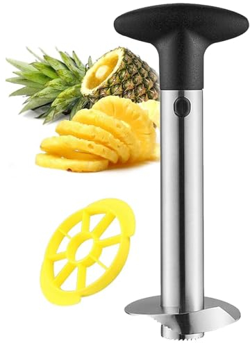 Lyoveu Taglierina per Ananas, Coltello per Tagliare Ananas, Affetta Ananas in Acciaio Inox, Pelapatate per Ananas, Ananas Affettatrice con Maniglia Anti-Slittamentor per La Casa E La Cucina-Black