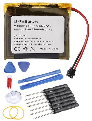 SHAWOROCE Akku AHB332824HPS Kompatibel mit Tomtom Adventurer Golfer 2 Runner 1 2 3 Spark 1 2 3 Cardio GPS Music Sport Uhr Smartwatch Fitnesstracker Li-ION Li-Polymer Batterie 3,8V 280mAh + Werkzeug