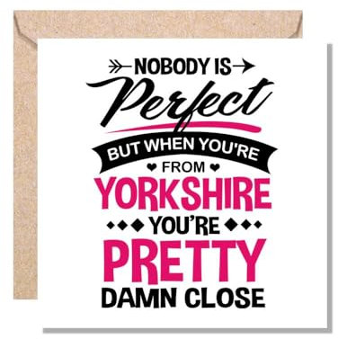 MUGGZ Card Gift for Yorkshire - Nobody's Perfect But When You're from Yorkshire You're Pretty Damn Close! - Giftset - Made in The UK