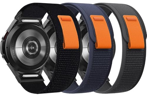 One Click Trail Loop Cinturino per Samsung Galaxy Watch 7/6/5/4/FE 40mm 44mm/Watch 6 Classic 47mm 43mm/Watch 4 Classic 46mm 42mm/5 Pro 45mm,Nylon Elastic Cinturino Sportivo,3 PCS