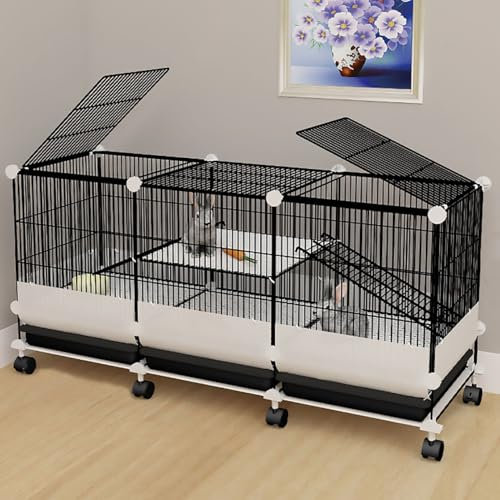Jaulas para Conejos con Bandeja Extraíble y Alfombrillas para Los Pies, Jaula para Cobayas, Parque Infantil para Animales Pequeños, para Cobayas, Hámster, Conejos(139 * 47 * 65cm)