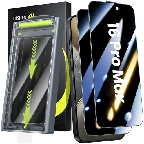 WSKEN für iPhone 16 Pro Max für Panzerglas Sichtschutz - [24°Anti Spy][Auto Dust-Elimination] 9H Härte Privacy Schutzfolie Full Screen Displayschutz Folie,Anti Fingerabdruck,Bläschenfrei,2 Stück