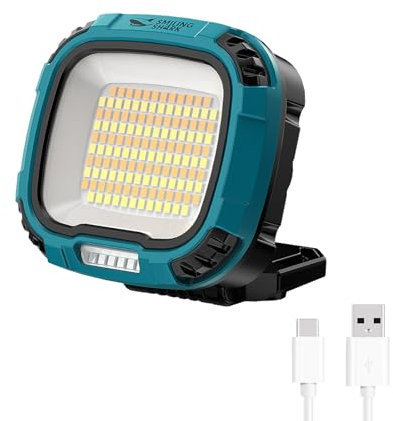 Smiling Shark Arbeitsleuchte, 4000 Lumen LED Werkstattlampe 5000 mAh Wiederaufladbare 18 Modus Licht Wasserdicht COB Werkstatt Lampe mit Magnet für Working Reparatur Garage Camping Outdoor