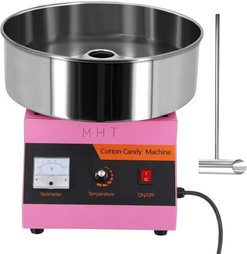 BESTXH Rosa,1000W, 1000-W-Zuckerwattemaschine, Gewerbliche Elektrische Zuckerwattemaschine, Zuckerwattemaschine Mit EdelstahlschüSsel Und LöFfel, Freizeit-Snack-AusrüStung 1 Set