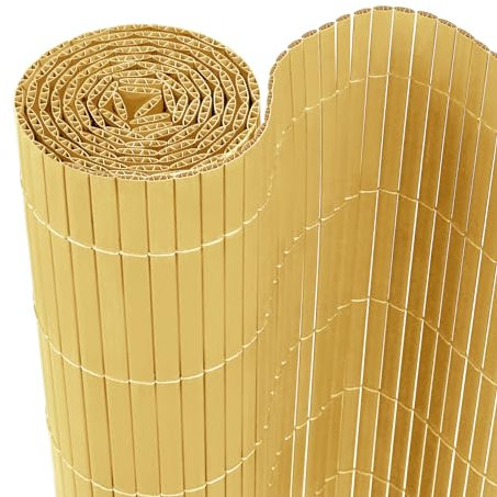 UISEBRT Sichtschutzmatte PVC Sichtschutzzaun Windschutz Sonnenschutz für Balkon, Garten und Terrasse, 200x500cm, Bambus