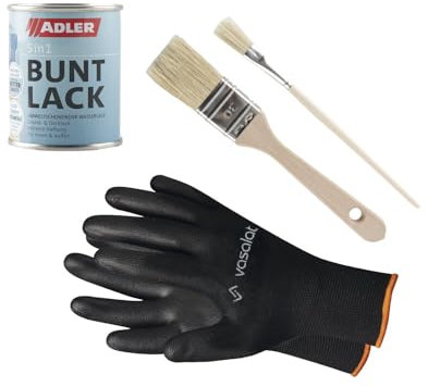 Adler 5in1 Buntlack, Grundlack - ideal als Möbelfarbe und Heizkörperlack verwendbar mit 2x Pinsel RAL3020 Verkehrsrot 125ml