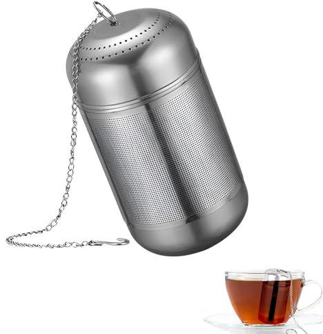 Teesieb für Losen Tee,Edelstahl Teeei für Losen Tee,Tee Ei Sieb, 4x8cm Teesieb mit Kettenhaken - 1 Stück