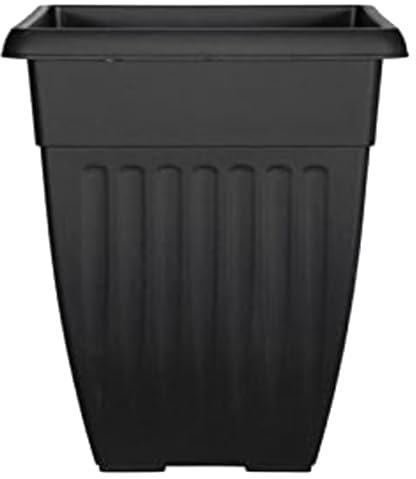 Large Tall Planter Square Plastic Garden Flower Plant Pot for Patio Garden or Indoor Plants Black (1)
