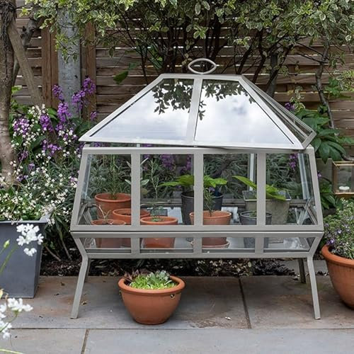 Crocus Collection 75cm Victorian Style Raised Growhouse Outdoor Plant Protection Rectangular Mini Greenhouse Khaki