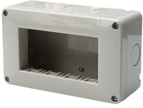 Contenitore grigio da parete per moduli, compatibile con Vimar Plana, 4 moduli, da interno, Scatola per impianto elettrico, tecnopolimero ad alta resistenza, per pulsanti, prese, interruttori