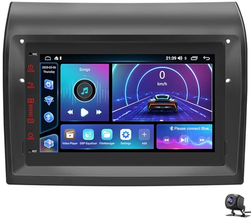 7 Android 14 Autoradio für Fi-at Ducato 2007-2015 HD-Touchscreen 2-Din-Autoradioempfänger mit kabellosem Carplay Android Auto GPS Navi Bluetooth Wifi BT SWC Rückfahrkamera(Color:8 CORE 4+32G)
