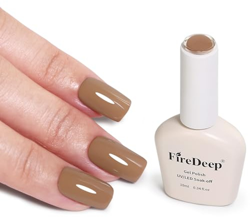 Firedeep 10ml Brauner Gel Nagellack, Soak-Off UV/LED Aushärtung für Herbstliche DIY-Nagelkunst im Salon und Zuhause, Geschenk für Frauen