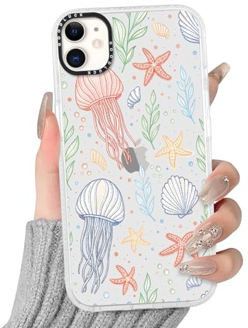 Vxinvnoi Handyhülle für iPhone 11 Hülle, Sterne Aesthetic Muster Motiv Design Frauen Mädchen Dünne Transparent Schutzhülle, Weich Silikon Süßes Stoßfest Klar Case für iPhone 11 6,1'' - Ozean