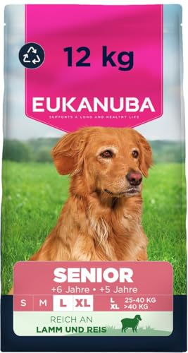 Eukanuba Senior Hundefutter mit Lamm und Reis für große Rassen - Premium Trockenfutter für ältere Hunde, 12 kg