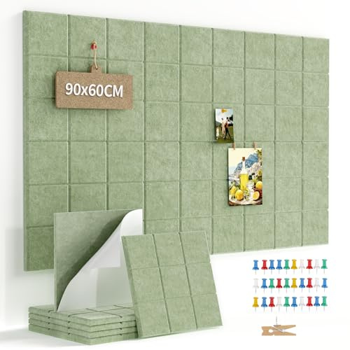 Uoisaiko Filz Pinnwand Selbstklebend, Modern Korkwand Alternative, 6er-Set | 90x60cm Modular Fotowand mit 30 Reißzwecken, Memoboard für Büro, Klassenzimmer und Zuhause zur Wanddekoration