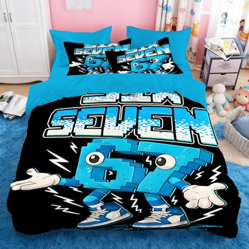 Sepustas Kids Meme 67 Bettwäsche-Sets Italian Brainrot Six Seven 6 7 Kinder Bettbezug aus Mikrofaser,superweich 135 x 200 cm 2 Kissenbezüge (80 x 80 cm) mit Reißverschluss 3